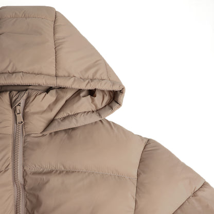 HILEELANG 6-16Y Girls Beige Outerwear Coat, Hooded Short Puffer Jacket for Winter