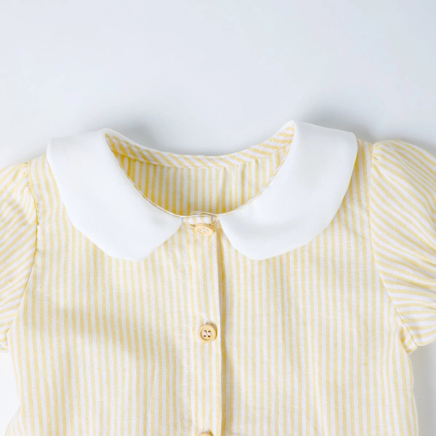 HILEELANG 2-7T Toddler/Little Girls Light Yellow White Stripe 100% Cotton Dress