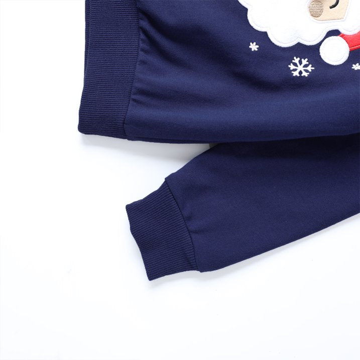 HILEELANG Kids Christmas Sweatshirt, Cotton Pullover Top with Santa Claus Appliqué, Unisex Holiday Long Sleeve Shirt for Toddler Boys