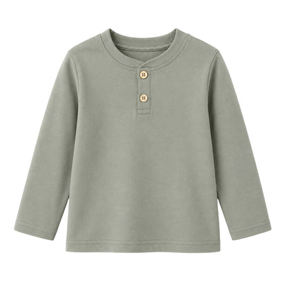 HILEELANG Boys Long Sleeve Shirts 3 Pack Cotton Tee Shirts Green Mix