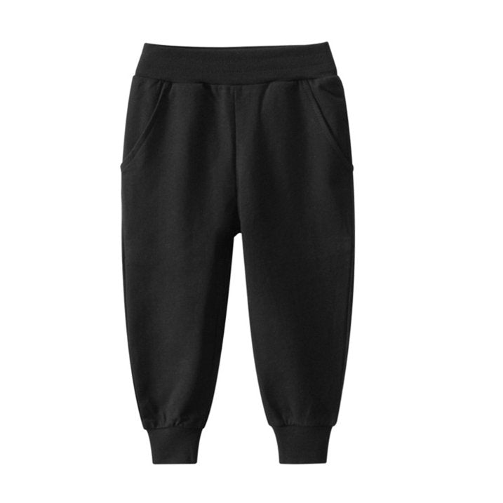 HILEELANG Kid's Cotton Cartoon Sweatpant Multipack - Toddler Boys' Jogger Pants 2-Pack, Black Grey