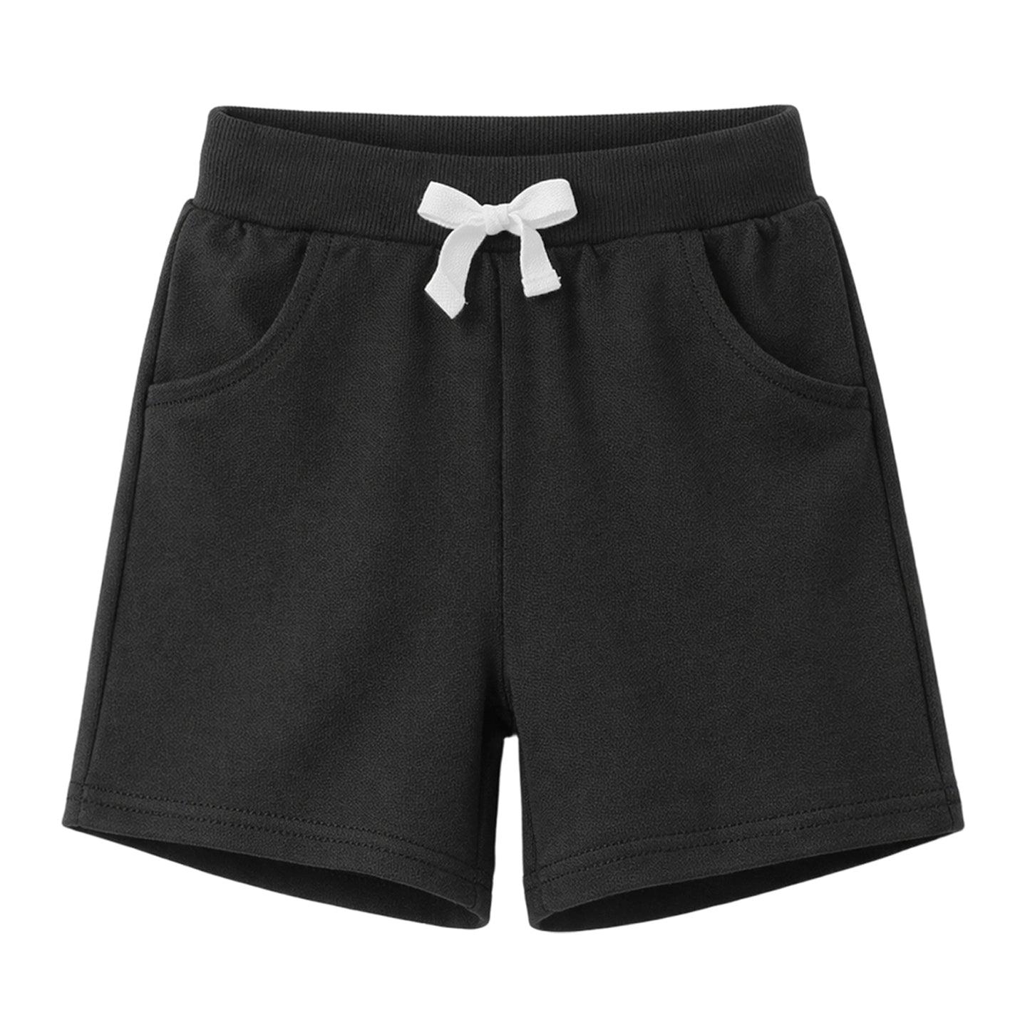 HILEELANG Toddler Boys' Cotton Shorts 3-Pack with Pockets, Grey/Black/Green