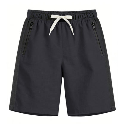 HILEELANG 5-15T Boys 2-Pack Quick Dry Athletic Sweat Shorts, Elastic Waist Active Shorts with Zipper Pockets for Kids Youth