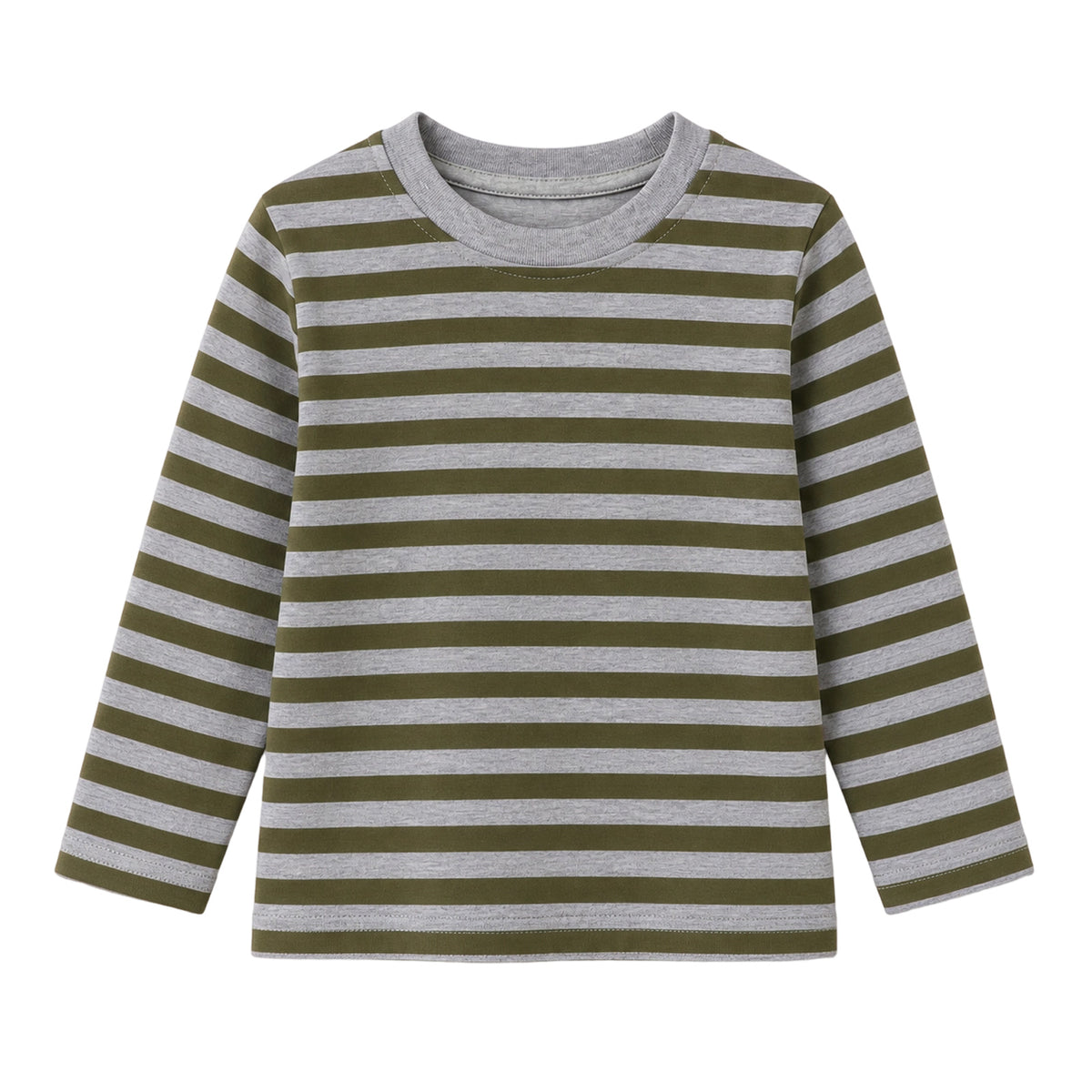 HILEELANG Boys Long Sleeve Shirts 3 Pack Cotton Tee Shirts Green Mix