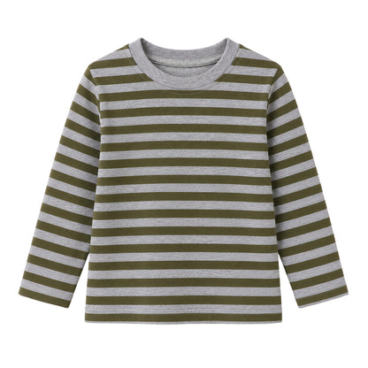 HILEELANG Boys Long Sleeve Shirts 3 Pack Cotton Tee Shirts Green Mix