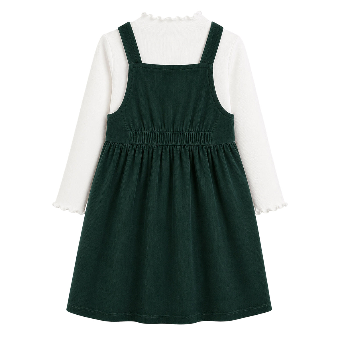 HILEELANG Little Dark Green Corduroy Overall Dress, Single Piece 3Y-10Y