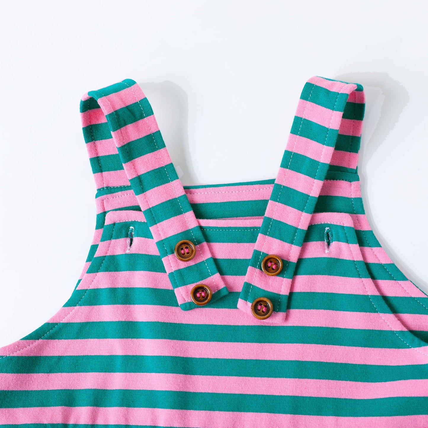 HILEELANG 2-8T Toddler/Little Girls Green Pink Stripe 100% Cotton Dress