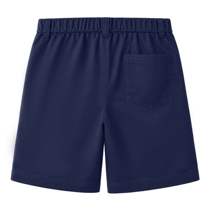 HILEELANG 5-15 Years Boys School Uniform Shorts 2 Pack Flat Front Twill Chino Shorts with Real Pockets Zipper Fly & Belt Loops Navy Blue