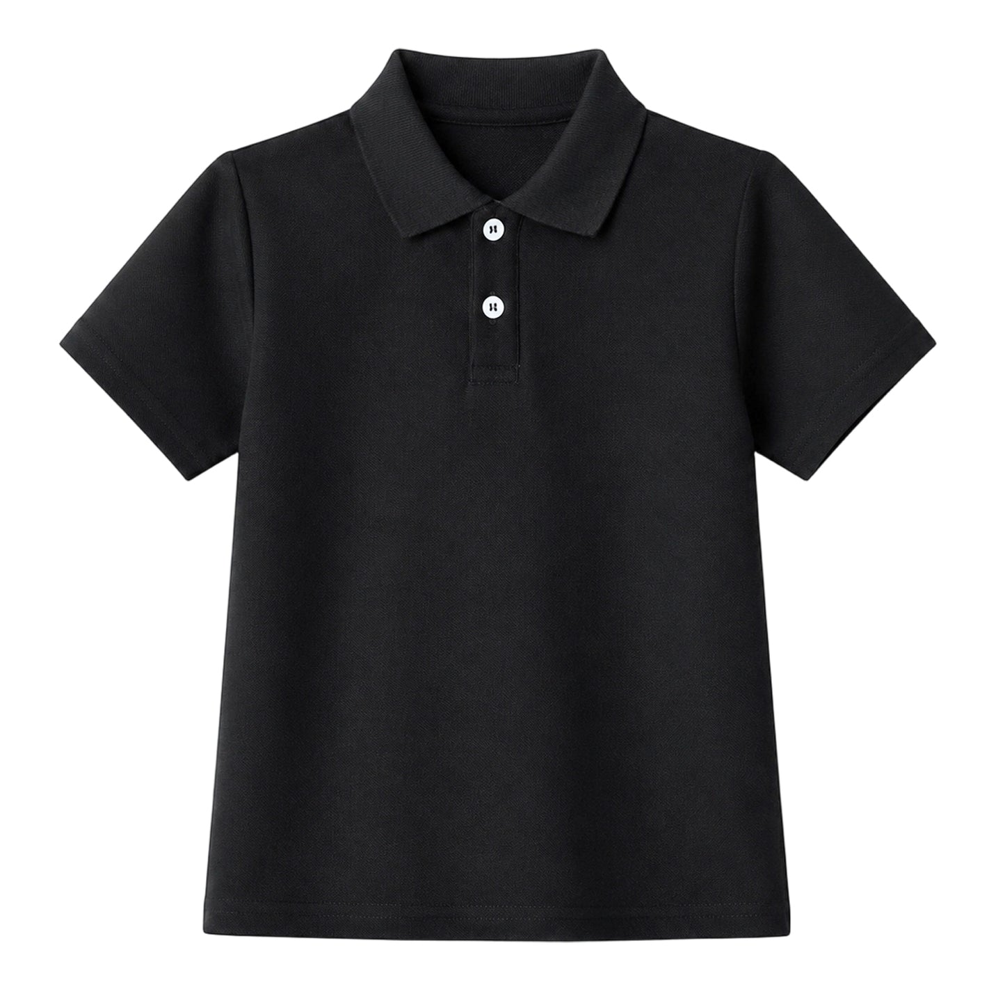 HILEELANG 5-14 Years Boys Polo Shirts 2 Pack, White and Black Short Sleeve Collared Shirts for Kids, Cotton Blend School Uniform Polo for Boys