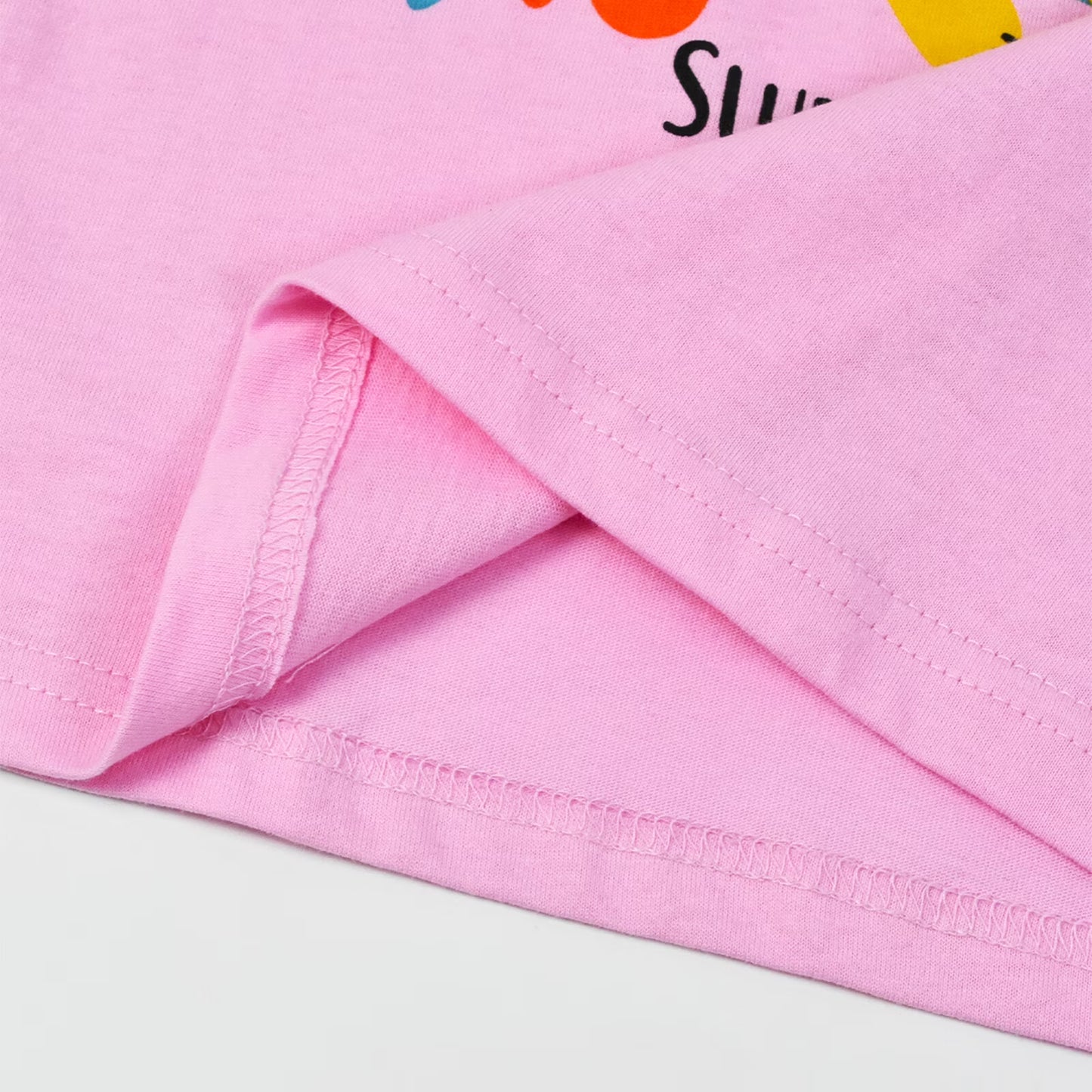HILEELANG Toddler Girl Summer Short Outfits Cotton CrewNeck Pink Animals Short Sleeve Playwear 2PC Sets