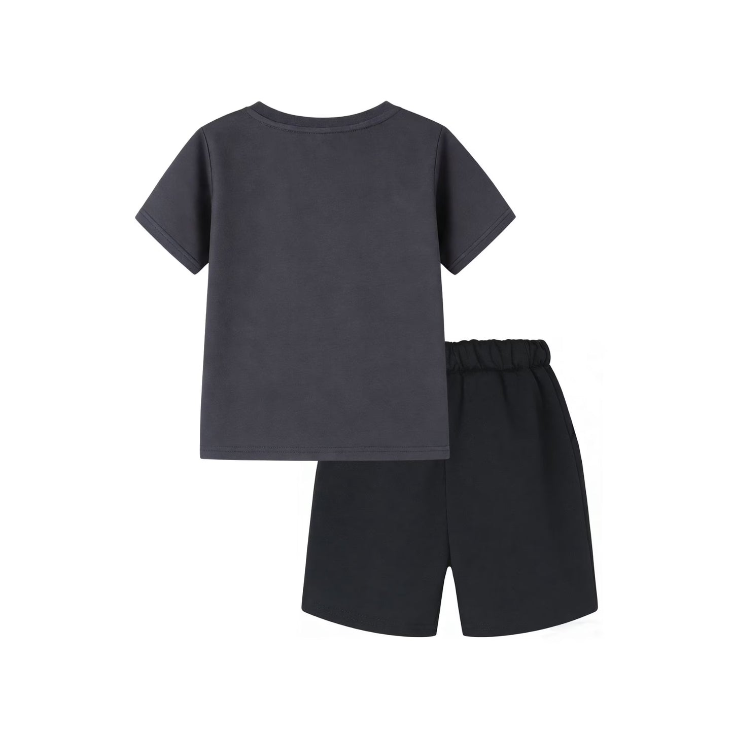 HILEELANG 4-13 Little/Big Boys Charcoal Basketball Graphic Cotton Blend Tops & Shorts Set