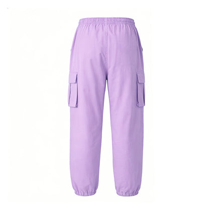 HILEELANG Kids Girl Quick-Dry Cargo Pants Lightweight 4-Way Stretch Outdoor Joggers for Girls Lavender
