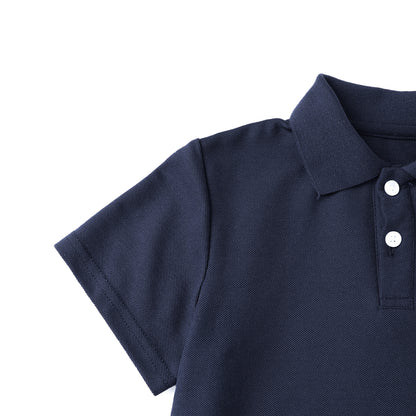 HILEELANG 5-14 Years Boys Polo Shirts 2 Pack, White and Navy Short Sleeve School Uniform Shirts for Kids, Cotton Blend Collared Polo for Boys