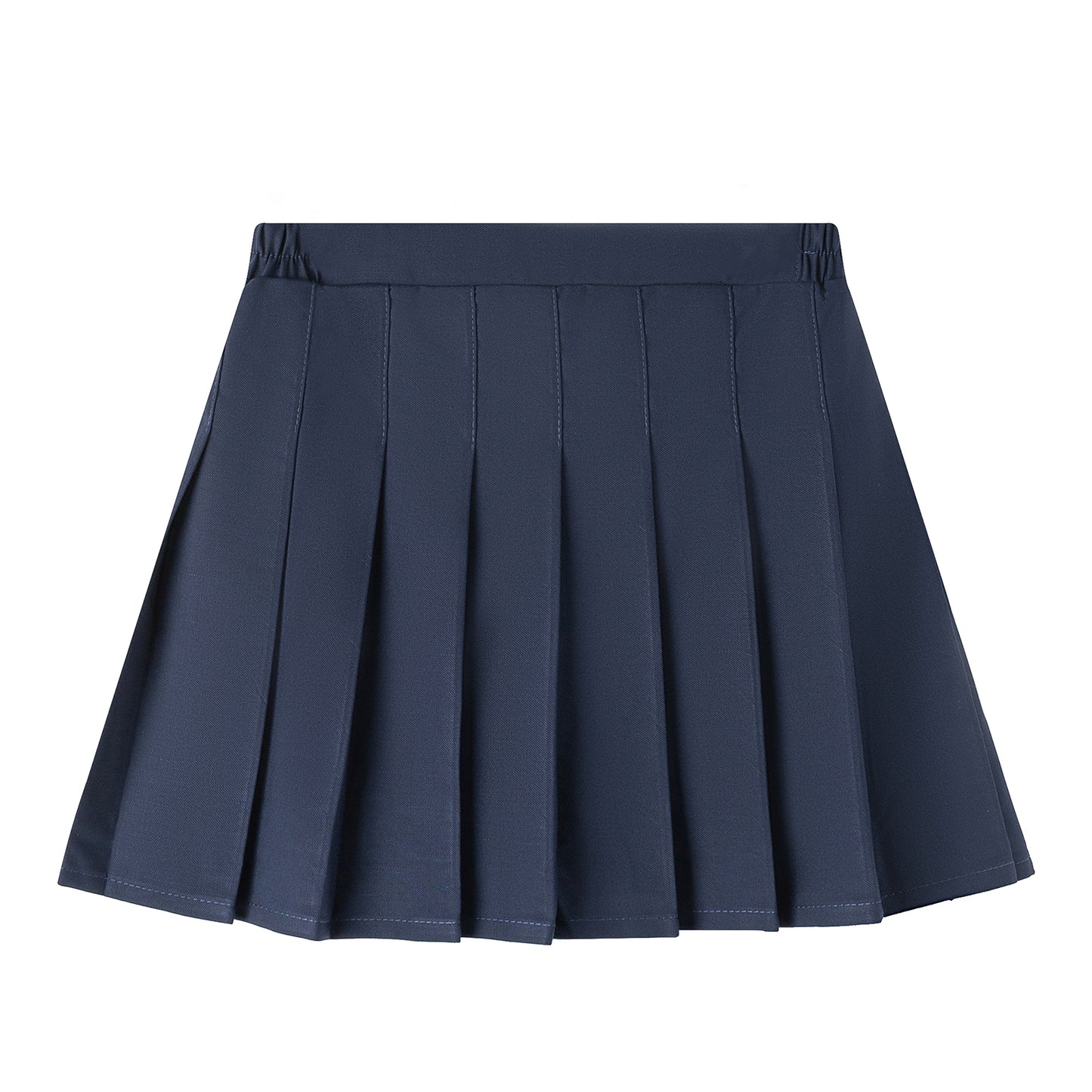HILEELANG Little Girl School Uniform Pleated Scooter Skirt With Under Shorts Navy Blue Pull On Elastic Waist Skirt