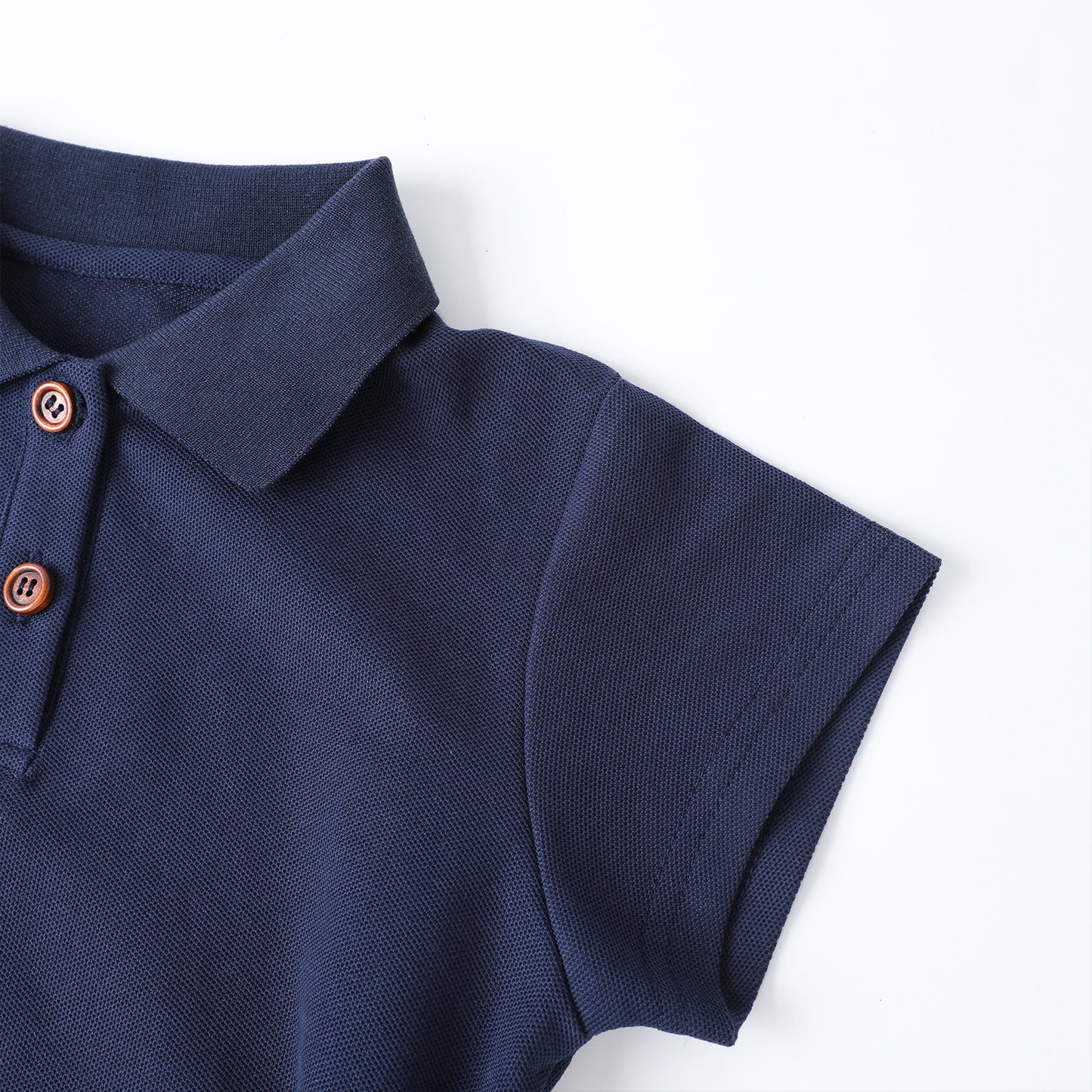 HILEELANG 4-13T Big Girls' Navy Blue Short Sleeve Polo Dress with Pockets, School Uniform Casual Dress for Kids