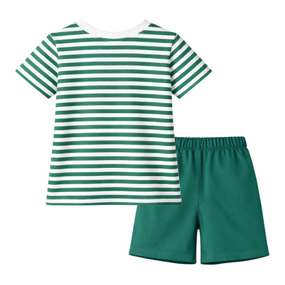 HILEELANG Toddler Boys 100% Cotton Stripe Shamrock Short Set