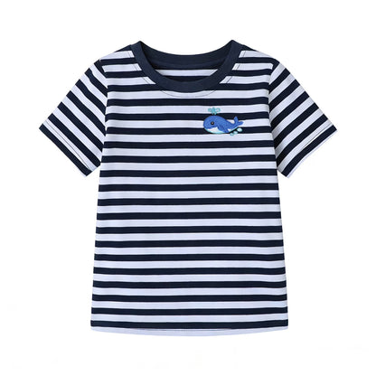 HILEELANG Toddler Boys 100% Cotton Stripe Whale Short Set