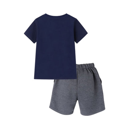 HILEELANG 4-13 Little/Big Boys Navy Athletic Dept Sport League Cotton Blend Tops & Shorts Set
