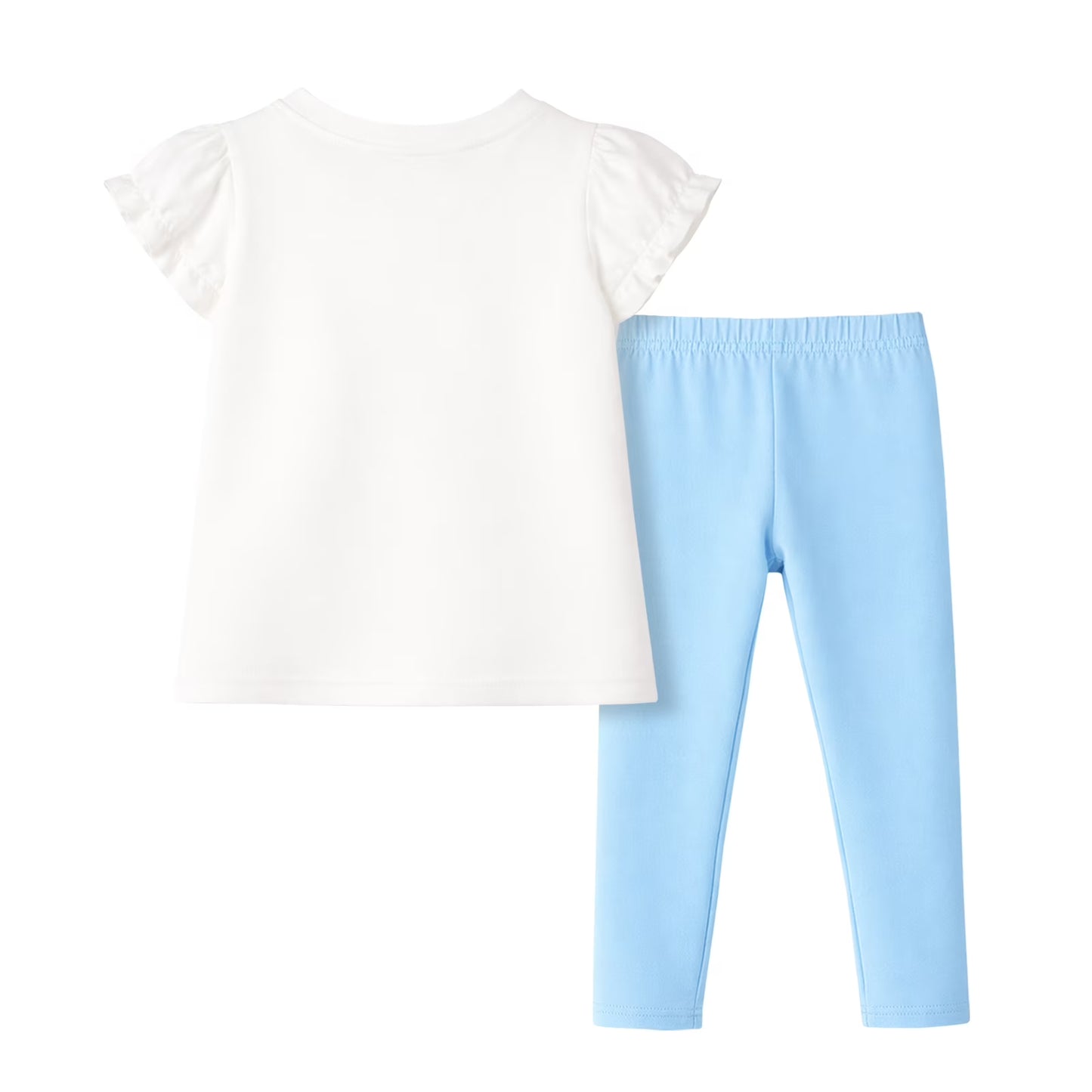 HILEELANG Toddler Girls 100% Cotton Bunny Floral Ruffle Legging Set