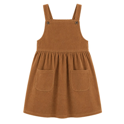 HILEELANG Toddler Corduroy Overall Dress, Single Piece