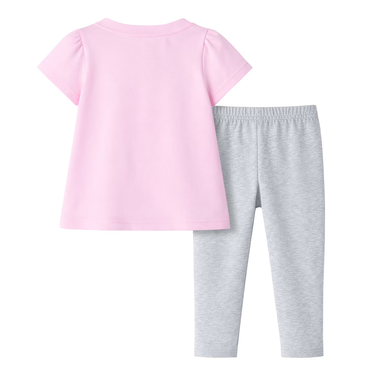 HILEELANG Toddler Girls 100% Cotton Bunny Daisy Puff Sleeve Legging Set