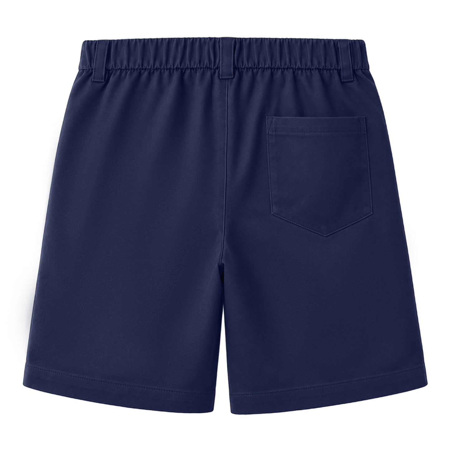 HILEELANG 5-15 Years Little Big Boys School Uniform Shorts 2 Pack, Elastic Waist Flat Front Khaki Navy Chino Shorts with Pockets for Kids Navy Blue Khaki