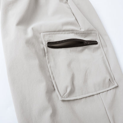 HILEELANG Kids Quick-Dry Jogger Pants Lightweight 4-Way Stretch Outdoor Pants for Boys & Girls Light Gray – Zipper Pocket Style