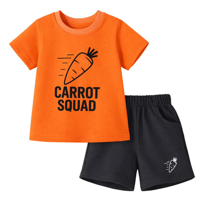HILEELANG Toddler Boys 100% Cotton Carrot Squad Short Set