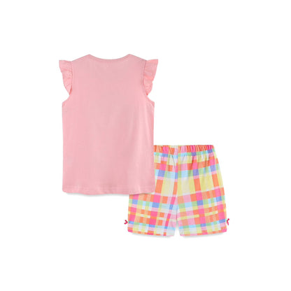 HILEELANG Toddler Girl Summer Short Sets Outfits Cotton CrewNeck Pink Jellyfish Short Sleeve Playwear 2PC