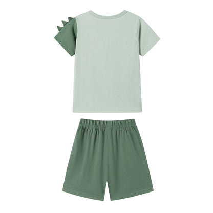 HILEELANG Toddler Boys 100% Cotton 3D Crocodile Short Set