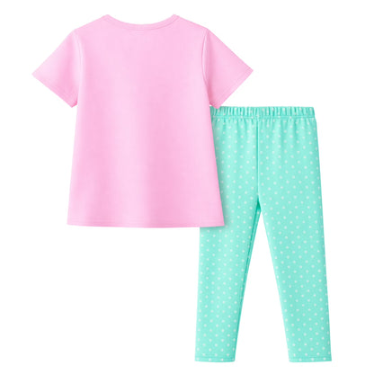 HILEELANG Toddler Girls 100% Cotton Bunny Polka Dot Legging Set