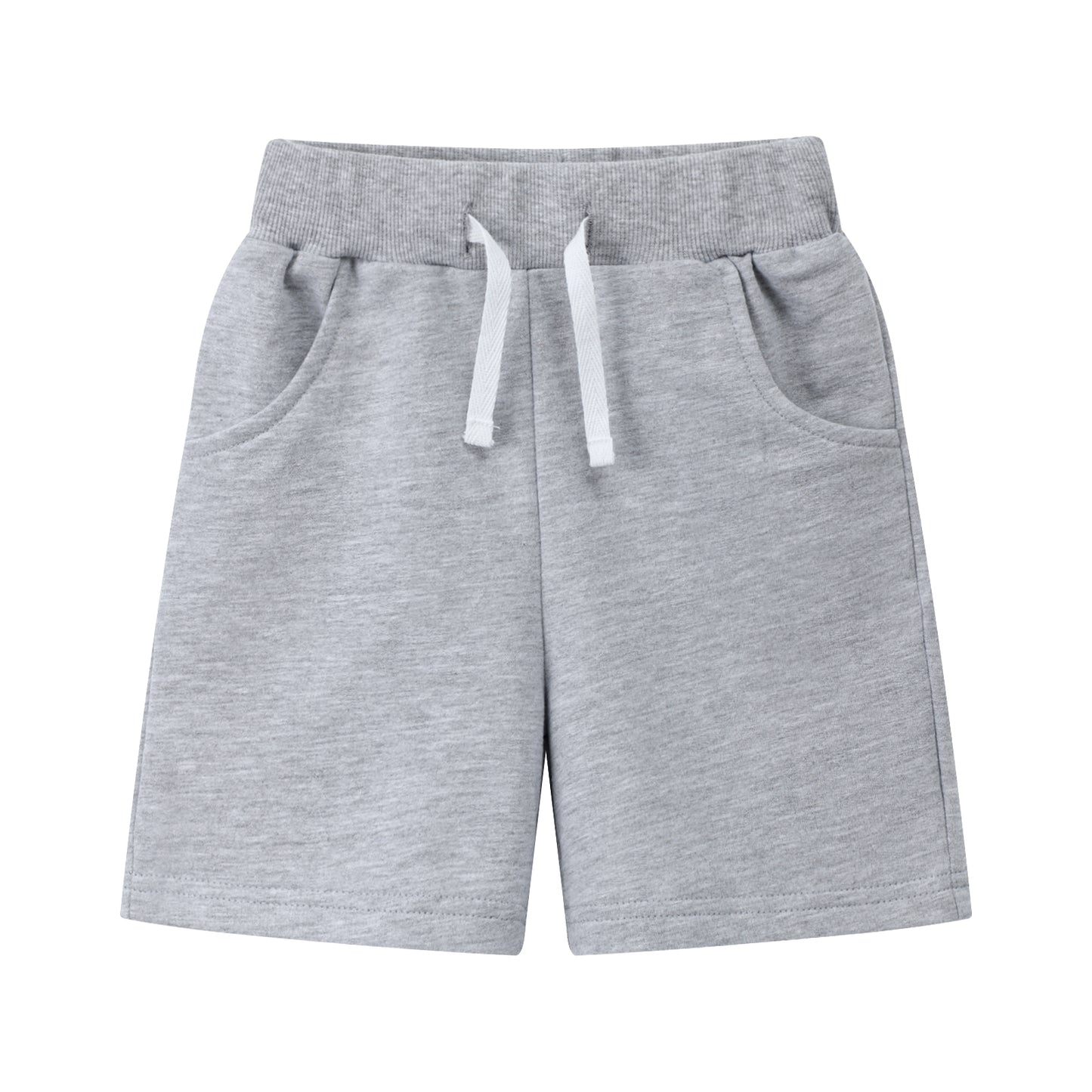 HILEELANG Toddler Boys' Cotton Shorts 3-Pack with Pockets, Grey/Black/Navy