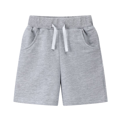 HILEELANG Toddler Boys' Cotton Shorts 3-Pack with Pockets, Grey/Black/Navy