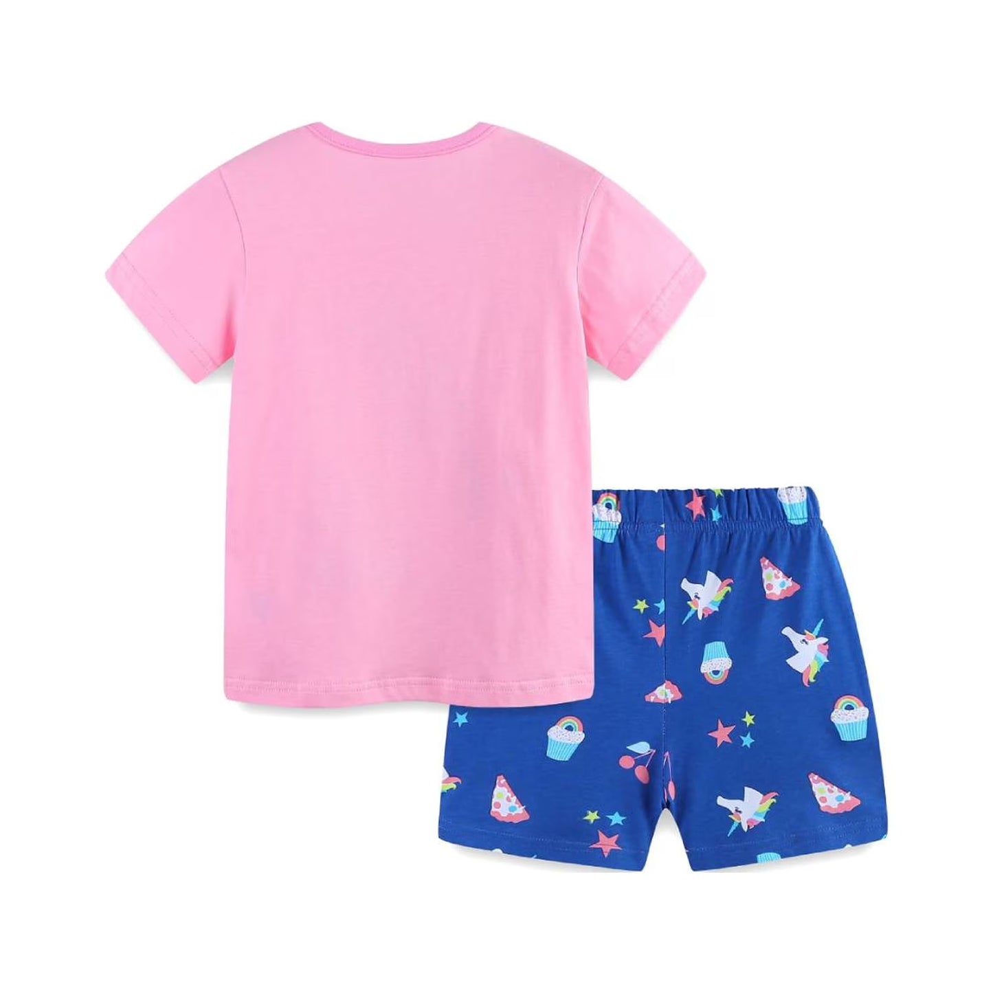 HILEELANG Toddler Girl Summer Short Outfits Cotton CrewNeck Pink Unicorn Short Sleeve Playwear 2PC Sets 2T