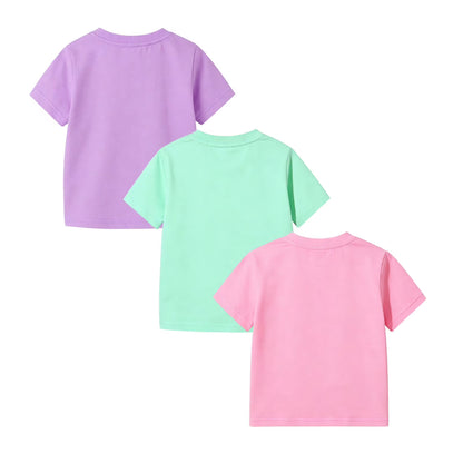HILEELANG 2-7T Toddler/Little Girls Yellow/Pink/Blue Slogan Ruffle Sleeve 100% Cotton T-Shirt 3-Pack