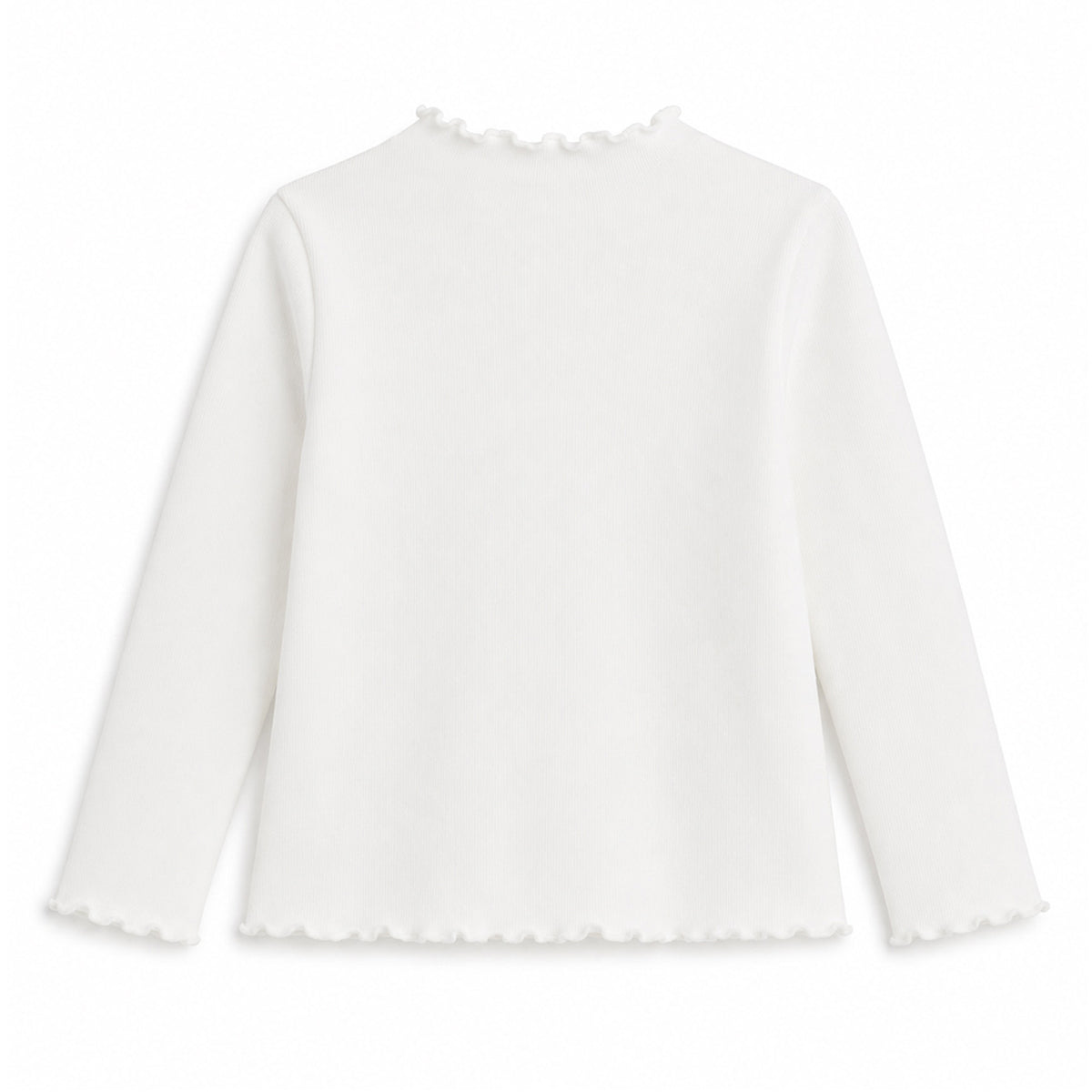 HILEELANG Toddler Girls Long Sleeve T-Shirts 2-Pack, Ruffle Trim Deer Embroidery, Ivory and Pink