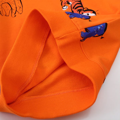 HILEELANG Kids Toddler(2-7Y) Sweatshirt Orange Tiger Elephant Zebra Graphic Pullover Top for Boys Girls