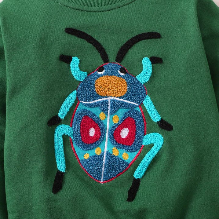 HILEELANG Toddler Boy Green Sweatshirts Halloween Spider Printed Cotton Casual Crew Neck Long Sleeve Tops Shirt