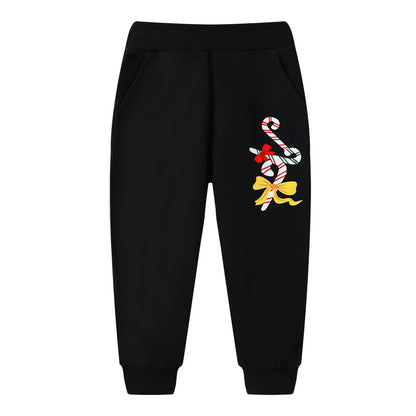 HILEELANG Toddler Girls (2-7Y) Pants Set Stripe Santa Claus Sweatshirt Joggers Sweatsuit Winter Playwear Outfits Clothing Sets 2pc