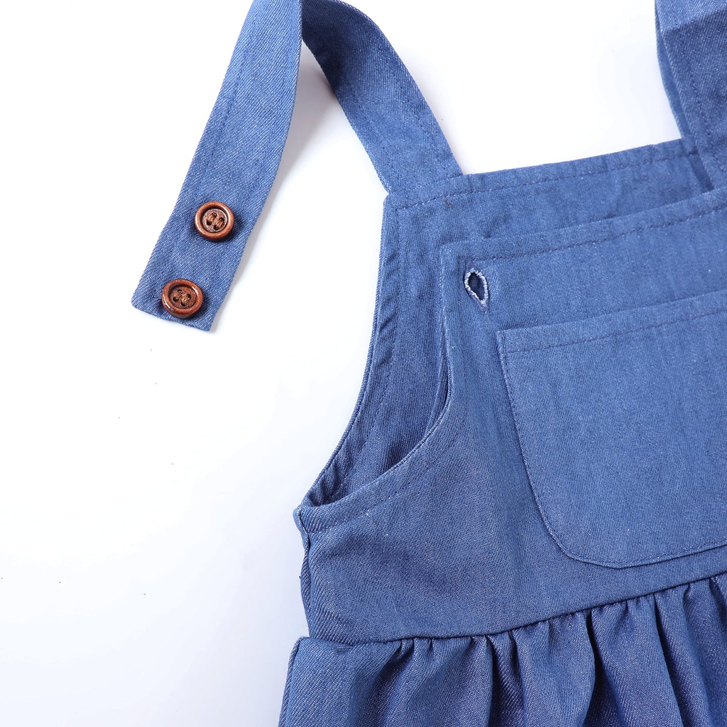 HILEELANG 2-8T Toddler/Little Girls Light Blue Denim Look 100% Cotton Dress
