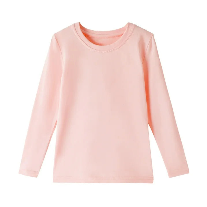 HILEELANG Girls 100% Cotton Long Sleeve T-Shirt 4-Pack, Blue Pink Green Yellow, Casual Everyday Tops