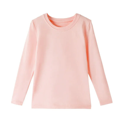 HILEELANG Girls 100% Cotton Long Sleeve T-Shirt 4-Pack, Blue Pink Green Yellow, Casual Everyday Tops