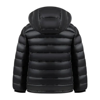 HILEELANG Kids Winter Hooded Puffer Jacket Lightweight Padded Outerwear, Black