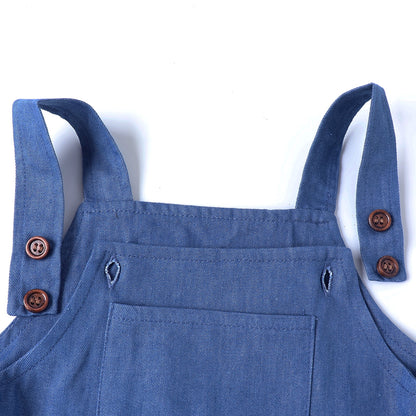 HILEELANG 2-8T Toddler/Little Girls Light Blue Denim Look 100% Cotton Dress