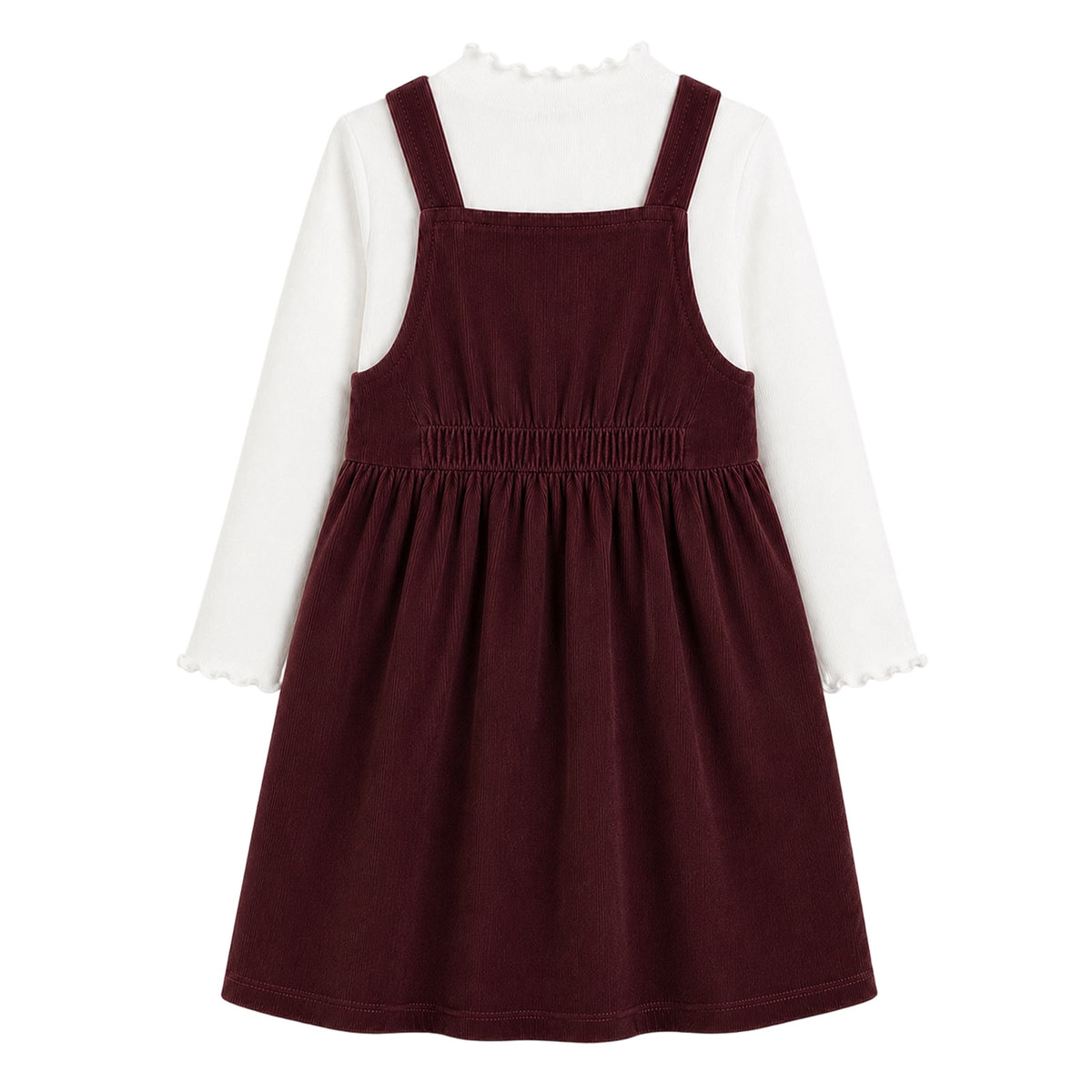 HILEELANG Little Burgundy Corduroy Overall Dress, Single Piece 3Y-10Y