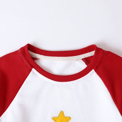 HILEELANG Kids Christmas Sweatshirt, Cotton Pullover Top with Christmas Tree Appliqué, Unisex Holiday Long Sleeve Shirt for Toddler Boys Girls