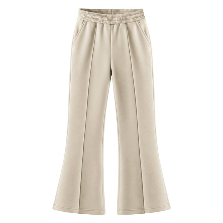 HILEELANG Girls Flare Pants Stretch Pull On Sweatpants Light Khaki
