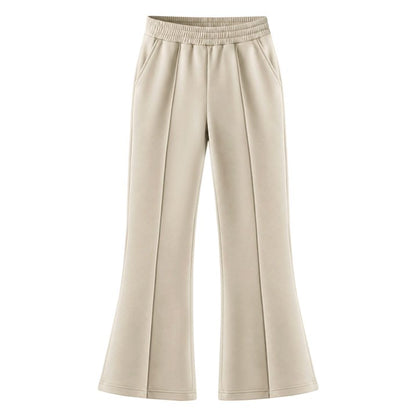 HILEELANG Girls Flare Pants Stretch Pull On Sweatpants Light Khaki