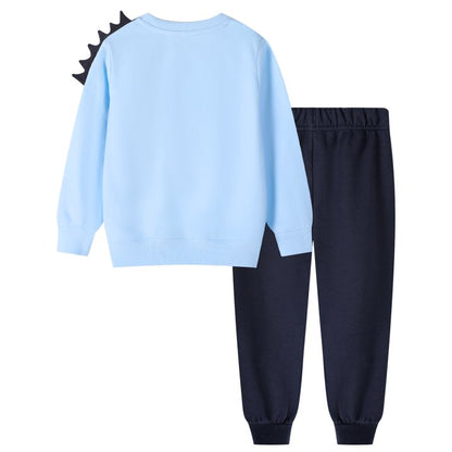 HILEELANG Toddler Boy(2-7Y) Pants Set Light Blue Dinosaur Sweatshirt Joggers Sweatsuit Winter Playwear Outfits Clothing Sets 2pc
