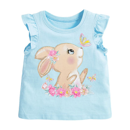 HILEELANG Toddler Girls' Cotton Short Sleeve Crewneck Tunic T-Shirts